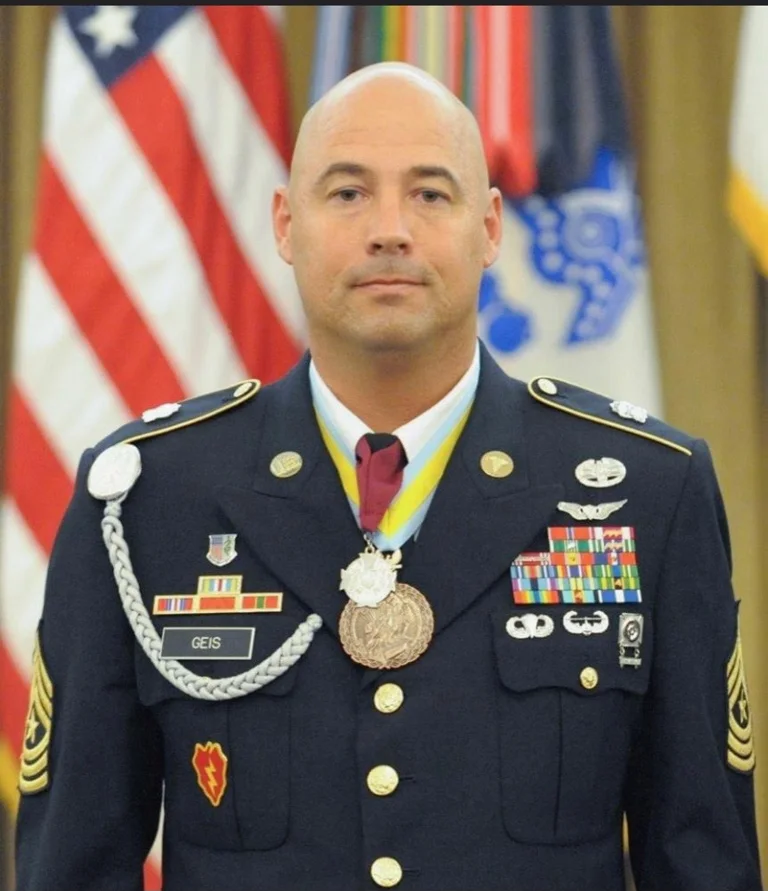 Sergeant Major (Ret.) Jason M. Geis in Army dress uniform